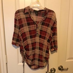 Red and Black Plaid Blouse
